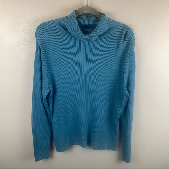 telluride clothing company sweater Womens Ribbed Teal Blue Turtle Neck XL Casual - Picture 1 of 6
